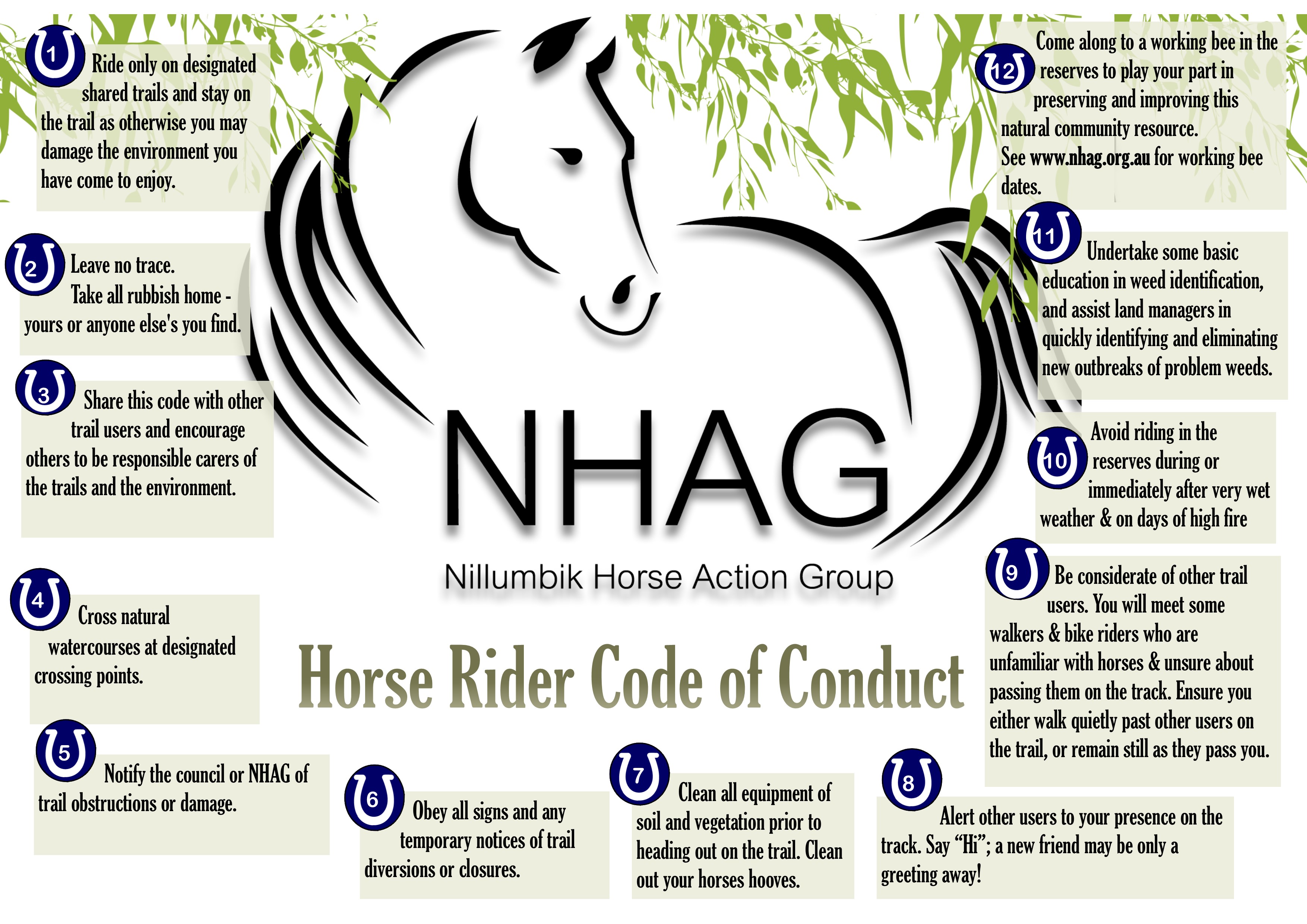 NHAG Horse Rider Code of Conduct flyer